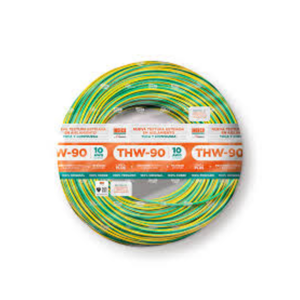 Cable thw-90 +plus 450/750 v 10 awg amarillo/verde 100m indeco